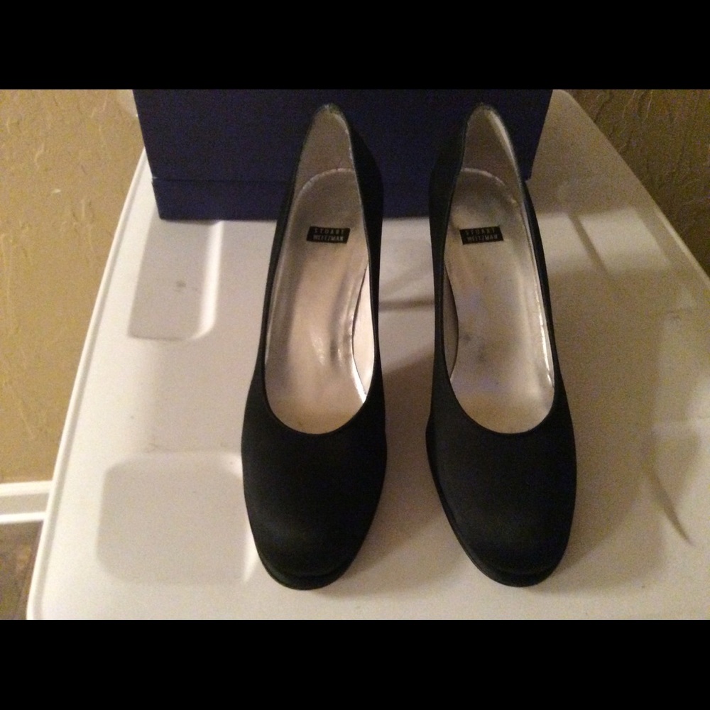 Stuart Weitzman Babydoll Black satin heels
